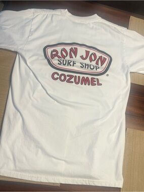 Ron Jon White Crewneck Tee with Surf Shop Label